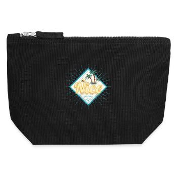 Nizza Frankreich Cote d'Azur Vintage Souvenir - Canvas Reißverschluss-Täschchen (12 x 13 cm) - Schwarz - Vorne