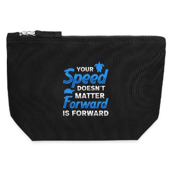 Forward è Forward Arte di citazioni motivazionali sulla tartaruga - Pochette in tela con zip 12 x 13 cm - nero - Fronte