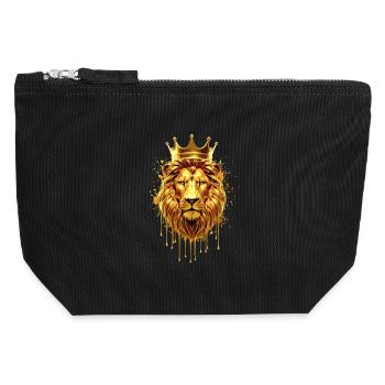 Löwe mit Krone Gold Optik – Majestätisch - Canvas Reißverschluss-Täschchen (12 x 13 cm) - Schwarz - Vorne
