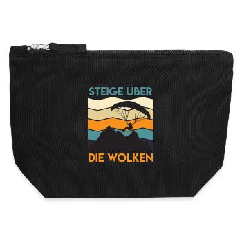 Gleitschirmflieger STEIGE ÜBER DIE WOLKEN Lustig - Canvas Reißverschluss-Täschchen (12 x 13 cm) - Schwarz - Vorne