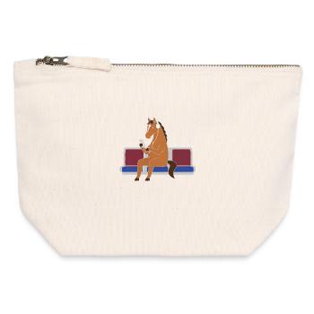 Pferd mit Kopfhörern in U-Bahn - Canvas Reißverschluss-Täschchen (12 x 13 cm) - Naturweiß - Vorne