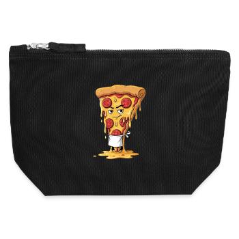 Tablier à pizza cool - Pochette zippée en toile 12 x 13 cm - noir - Devant