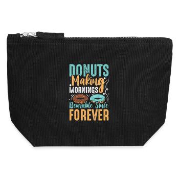 Donut fast food - Canvas Zip Pouch 12 x 13 cm - black - Front