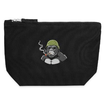 Gorilla Commando avec un cigare - Pochette zippée en toile 12 x 13 cm - noir - Devant