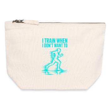 Je m’entraîne même quand je n’en ai pas envie – coureur - Pochette zippée en toile 12 x 13 cm - blanc naturel - Devant