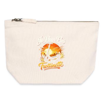 Je peux pas j'ai trottinette - Pochette zippée en toile 12 x 13 cm - blanc naturel - Devant