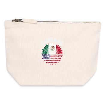 Fierté du Mexique & Maison Drapeau du Mexique - Pochette zippée en toile 12 x 13 cm - blanc naturel - Devant