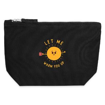 Cute Sun Cartoon Costume Sunshine Let Me Warm You - Canvas Zip Pouch 12 x 13 cm - black - Front