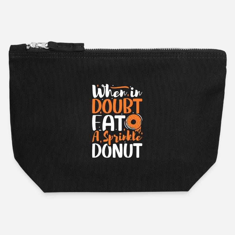 Restauration rapide en donuts - Pochette zippée en toile 12 x 13 cm - noir