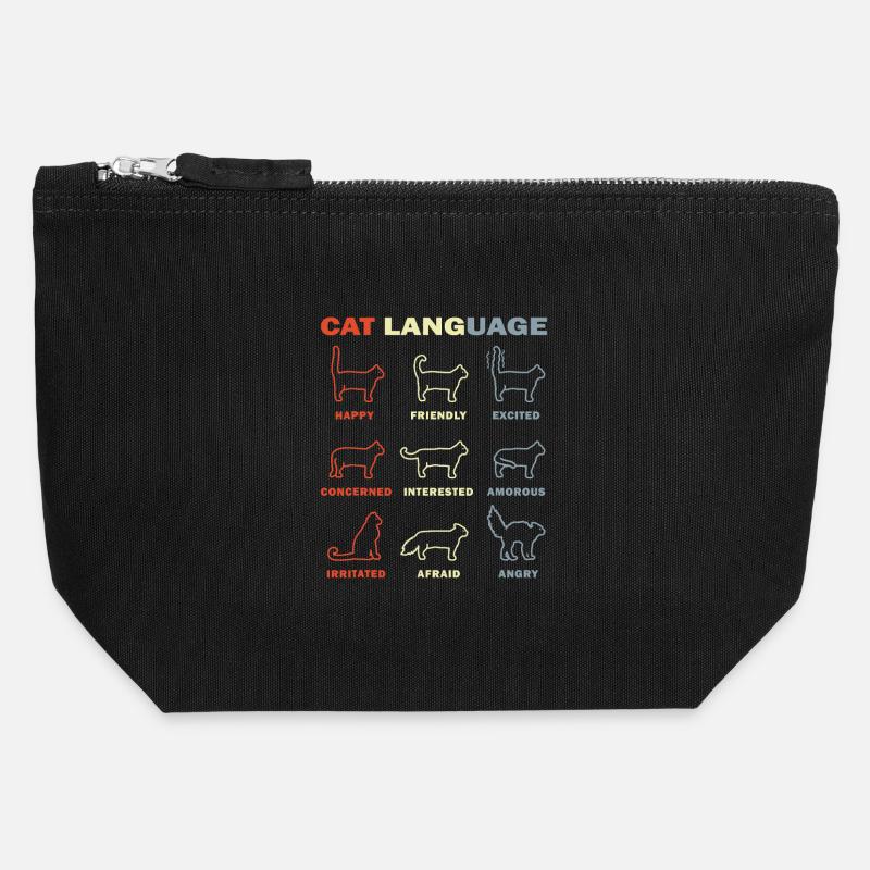 Cat Language Palette: Colorful Cat Expressions - Canvas Zip Pouch 12 x 13 cm - black