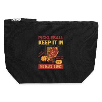 Pickleball Halt es in Lustiger Liebe Pickleball - Canvas Reißverschluss-Täschchen (12 x 13 cm) - Schwarz - Vorne