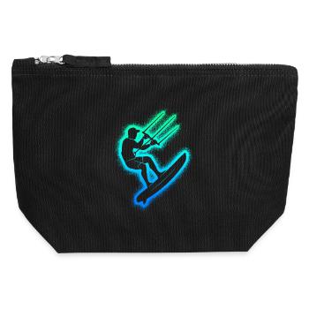 Kite Surfing Kitesurf Kinder Herren Kitesurfen - Canvas Reißverschluss-Täschchen (12 x 13 cm) - Schwarz - Vorne