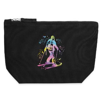 Alpine skier Winter sports Ski touring - Canvas Zip Pouch 12 x 13 cm - black - Front