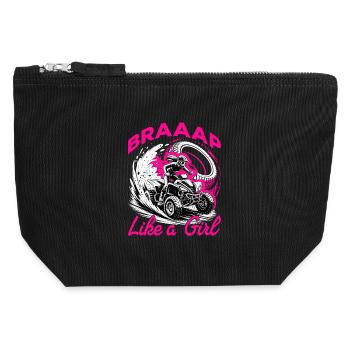 Quad ATV Femme Fille Quad Quad - Pochette zippée en toile 12 x 13 cm - noir - Devant