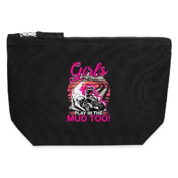 Quad ATV Femme Fille Quad Quad - Pochette zippée en toile 12 x 13 cm - noir - Devant