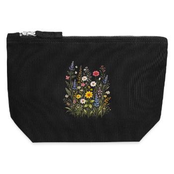 Wildflowers Flowers Flowers Natural Botanical Garden - Canvas Zip Pouch 12 x 13 cm - black - Front