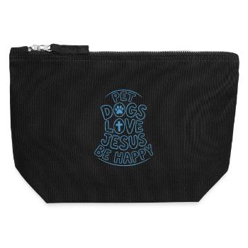 Pet Dogs Love Jesus Be Happy - Canvas Zip Pouch 12 x 13 cm - black - Front
