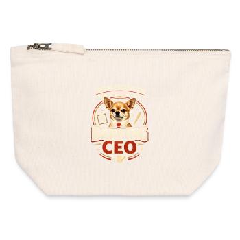 Assistent vom bellenden Chef | Chihuahua Büro - Canvas Reißverschluss-Täschchen (12 x 13 cm) - Naturweiß - Vorne