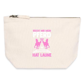 Reiten Pferdeliebhaber Reiterhof Pferde - Canvas Reißverschluss-Täschchen (12 x 13 cm) - Naturweiß - Vorne