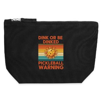 Joueur drôle de pickleball Dink ou Dinked - Pochette zippée en toile 12 x 13 cm - noir - Devant