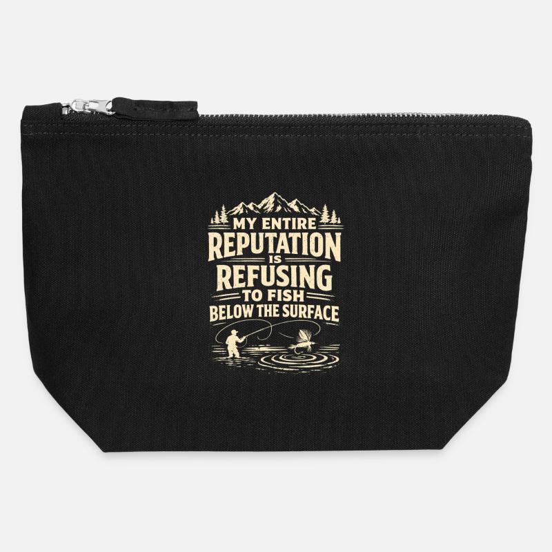 Never Below the Surface | Fly Fishing Humor - Canvas Zip Pouch 12 x 13 cm - black