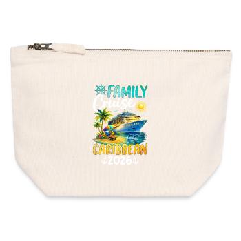 Family Cruise Caribbean 2026 - Canvas Reißverschluss-Täschchen (12 x 13 cm) - Naturweiß - Vorne