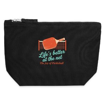 Le pickleball est meilleur à la joie du net - Pochette zippée en toile 12 x 13 cm - noir - Devant