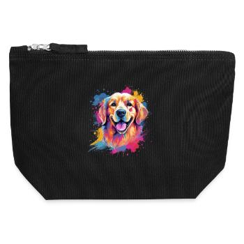 Splash Art Golden Retriever - Pochette zippée en toile 12 x 13 cm - noir - Devant