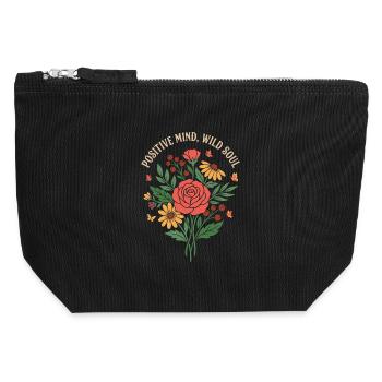 Positive Mind Wild Soul Floral Design - Canvas Zip Pouch 12 x 13 cm - black - Front