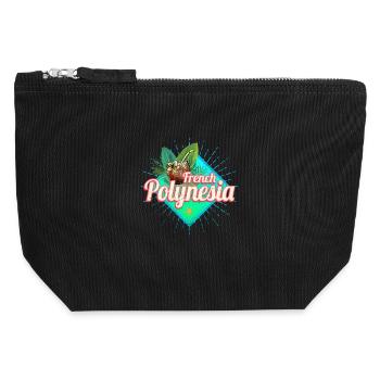 Französisch-Polynesien im Pazifik Insel Souvenir - Canvas Reißverschluss-Täschchen (12 x 13 cm) - Schwarz - Vorne