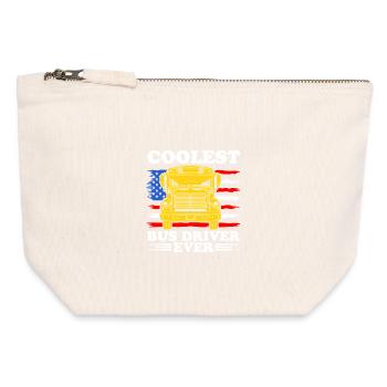 School Bus Driver Bus Operator Bus Captain Job USA - Canvas Zip Pouch 12 x 13 cm - nature - Front