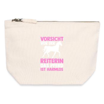 Reiten Pferdeliebhaber Reiterhof Pferde - Canvas Reißverschluss-Täschchen (12 x 13 cm) - Naturweiß - Vorne