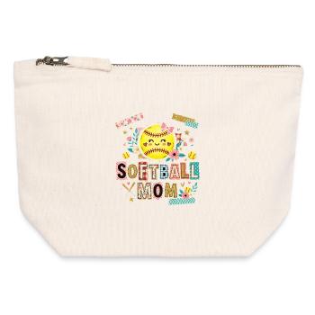 Note de rançon Maman de softball Mère - Pochette zippée en toile 12 x 13 cm - blanc naturel - Devant