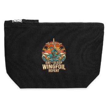 Wingfoil Leben am Meer - Canvas Reißverschluss-Täschchen (12 x 13 cm) - Schwarz - Vorne