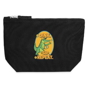 Joueur drôle de pickleball Dink Sip Repeat Love - Pochette zippée en toile 12 x 13 cm - noir - Devant