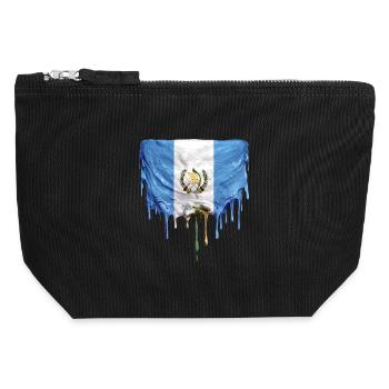 Guatemala Flagge Schmelz-Effekt - Canvas Reißverschluss-Täschchen (12 x 13 cm) - Schwarz - Vorne