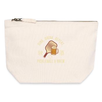 Joueur drôle de pickleball Dink Drink Repeat - Pochette zippée en toile 12 x 13 cm - blanc naturel - Devant