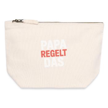 Papa règle le drôle de phrase « Père de famille » - Pochette zippée en toile 12 x 13 cm - blanc naturel - Devant
