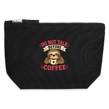 Nicht reden vor Kaffee Faultier lustiges Shirt Kaf - Canvas Reißverschluss-Täschchen (12 x 13 cm) - Schwarz - Vorne