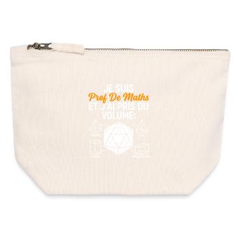 Prof de Maths Volume Humour - Pochette zippée en toile 12 x 13 cm - blanc naturel - Devant