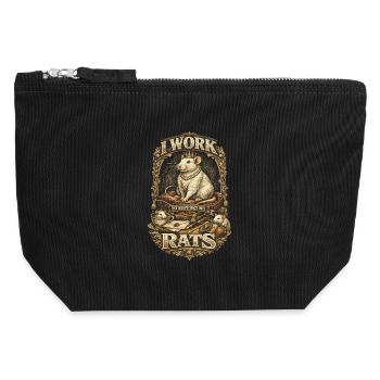 Farbratte Fancy Rat Je travaille pour subvenir aux besoins de mes rats - Pochette zippée en toile 12 x 13 cm - noir - Devant