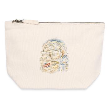 Agent immobilier Courtier - Pochette zippée en toile 12 x 13 cm - blanc naturel - Devant
