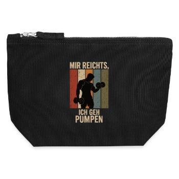 Mir reichts Ich geh pumpen Retro Fitness Shirt - Canvas Reißverschluss-Täschchen (12 x 13 cm) - Schwarz - Vorne