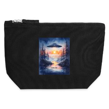 GO ON A TRIP – Futuristische Sonnenuntergangs-UFO-Kunst - Canvas Reißverschluss-Täschchen (12 x 13 cm) - Schwarz - Vorne