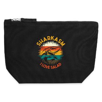 Sharkasm I Love Salad Retro Hai Humor - Canvas Reißverschluss-Täschchen (12 x 13 cm) - Schwarz - Vorne