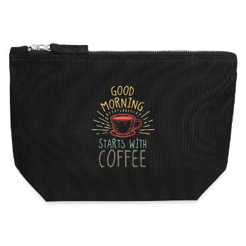 Good Morning Coffee Büro Humor - Canvas Reißverschluss-Täschchen (12 x 13 cm) - Schwarz - Vorne