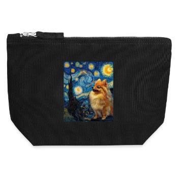 Zwergspitz Spitz Pomeranian - Pochette zippée en toile 12 x 13 cm - noir - Devant