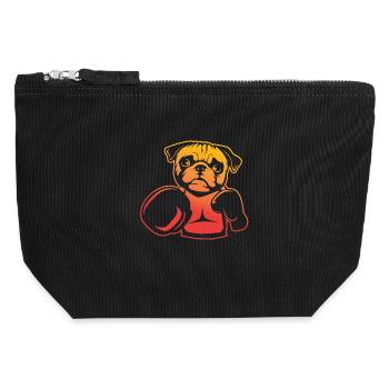 Boxender Mops – Pug Boxer Spaß - Canvas Reißverschluss-Täschchen (12 x 13 cm) - Schwarz - Vorne
