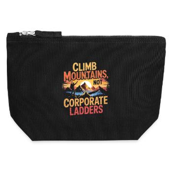 Mountains instead of corporations: Climbing design office gift - Canvas Zip Pouch 12 x 13 cm - black - Front