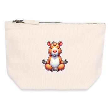 Capybara Yoga Meditieren - Canvas Reißverschluss-Täschchen (12 x 13 cm) - Naturweiß - Vorne